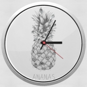 Horloge Ananas en noir et blanc