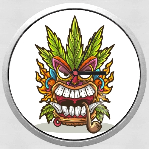 Horloge Tiki mask cannabis weed smoking