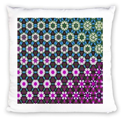 Coussin Abstract bright floral geometric pattern teal pink white