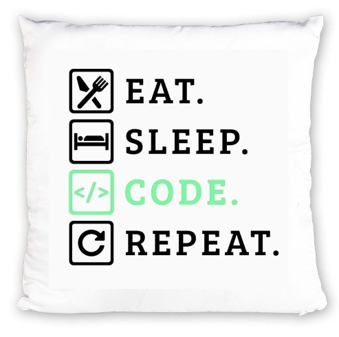 Coussin Eat Sleep Code Repeat