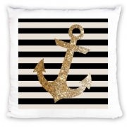 Coussin Personnalisé gold glitter anchor in black