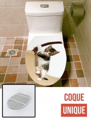 Housse siège de toilette - Décoration abattant WC Bébé chat, mignon chaton escalade