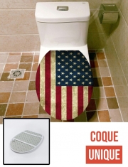 Housse siège de toilette - Décoration abattant WC Drapeau USA Vintage