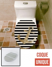 Housse siège de toilette - Décoration abattant WC gold glitter anchor in black