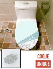 Housse siège de toilette - Décoration abattant WC Initiale Marble and Glitter Blue