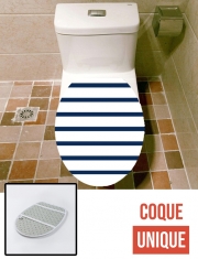 Housse siège de toilette - Décoration abattant WC Mariniere Blanc / Bleu Marine