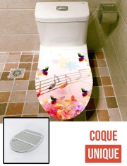 Housse siège de toilette - Décoration abattant WC Notes de musique Papillon colorés
