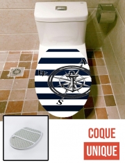 Housse siège de toilette - Décoration abattant WC Navy Striped Nautica