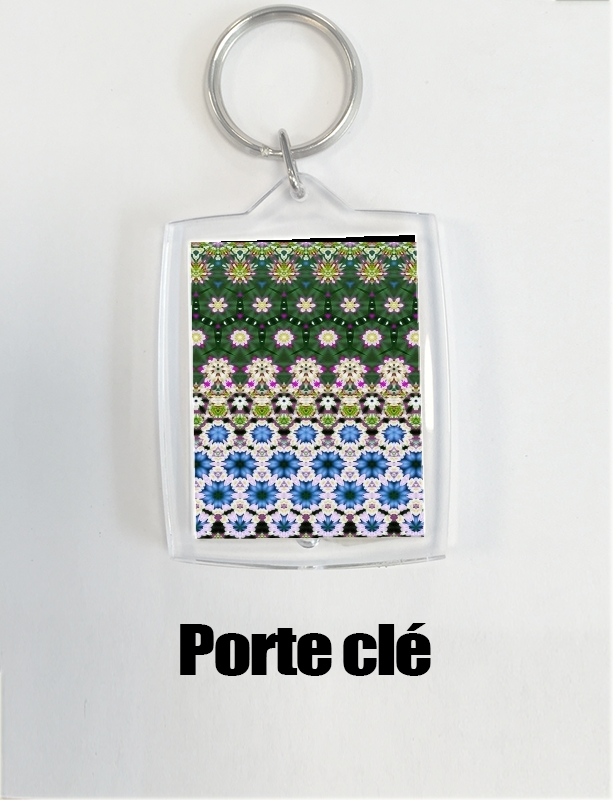 Porte Abstract ethnic floral stripe pattern white blue green