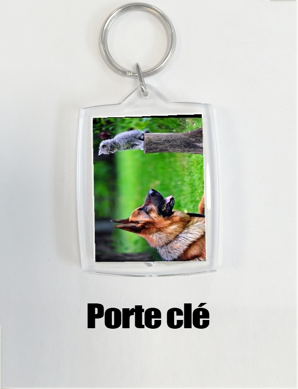 Porte Clé - Format Rectangulaire Berger allemand avec chat