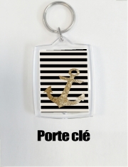 Porte Clé - Format Rectangulaire gold glitter anchor in black
