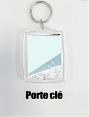 Porte Clé - Format Rectangulaire Initiale Marble and Glitter Blue