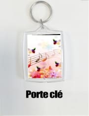 Porte Clé - Format Rectangulaire Notes de musique Papillon colorés