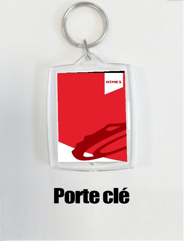 Porte-clés Acier/Simili Cuir logo football NÎMES OLYMPIQUE 