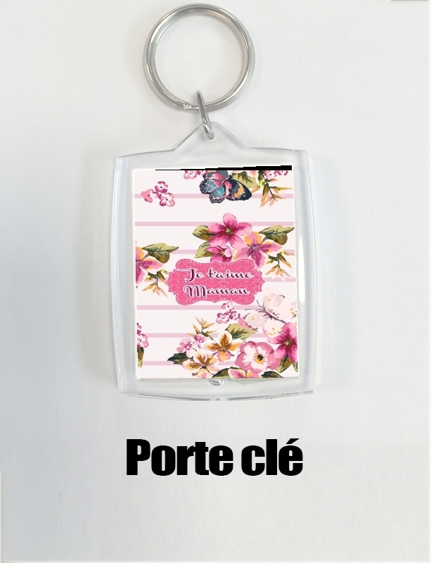 Porte Pink floral Marinière - Je t'aime Maman