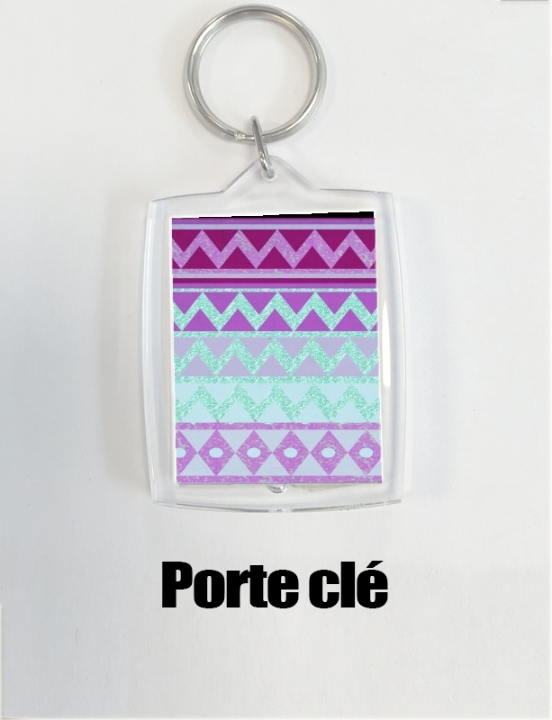 Porte Tribal Chevron in pink and mint glitter
