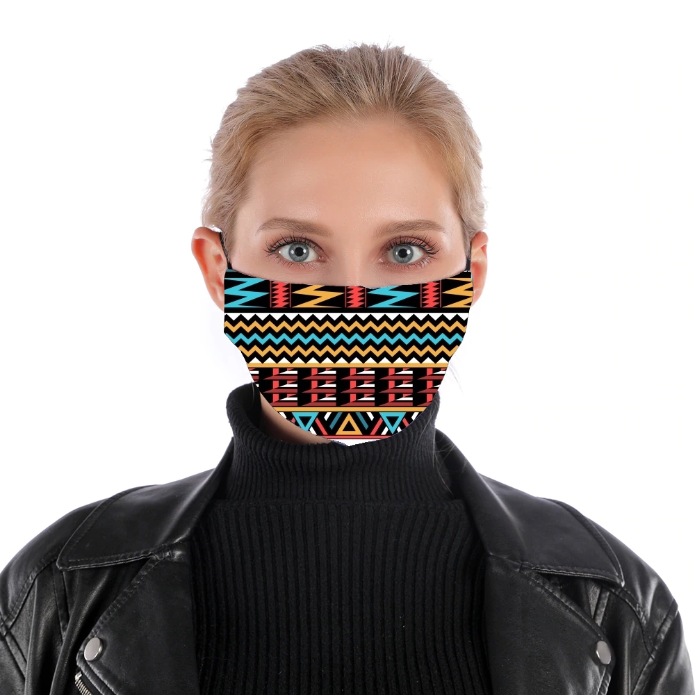 Masque alternatif en tissu barrière aztec pattern red Tribal