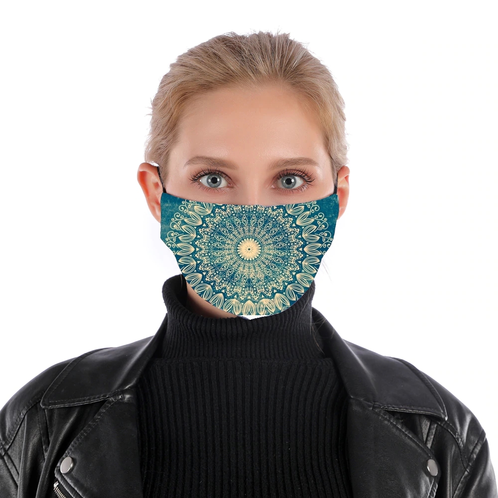 Masque alternatif en tissu barrière Blue Organic boho mandala