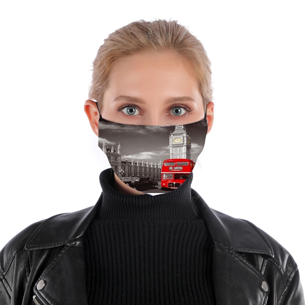 Masque alternatif en tissu barrière Bus Rouge de Londres