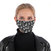 mask-tissu-protection-antivirus Cactus Pattern Black Vector