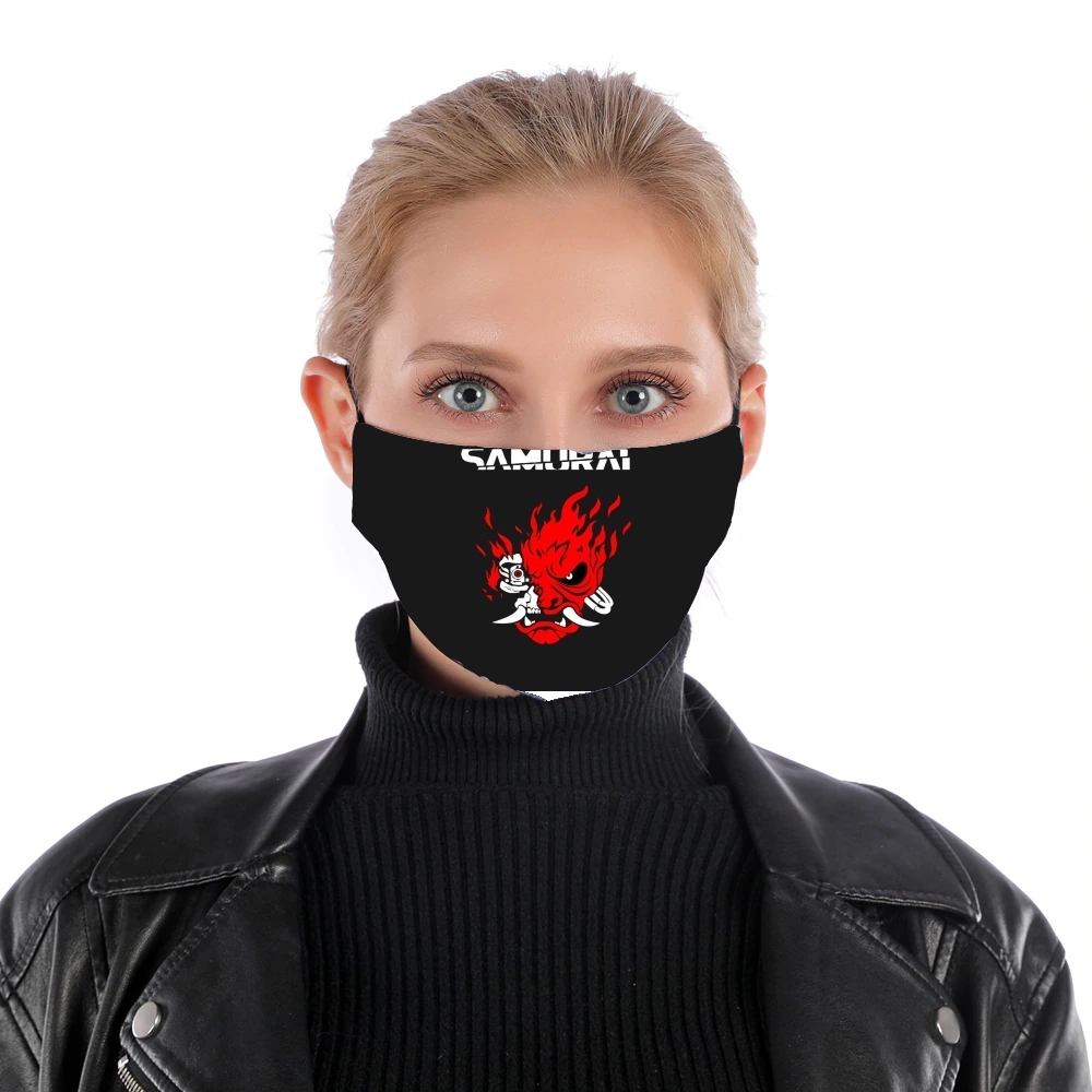 Masque alternatif cyberpunk samurai en tissu à petits prix