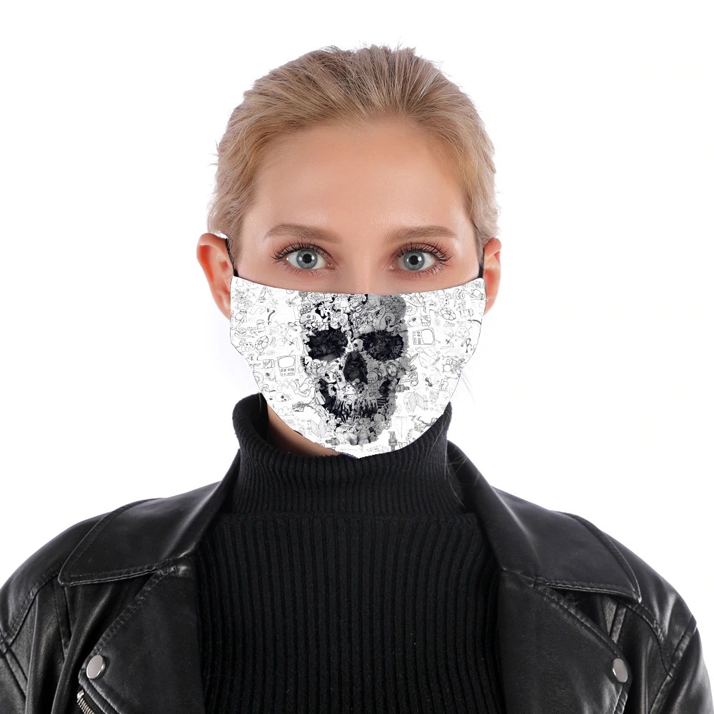 Masque alternatif en tissu barrière Doodle Skull