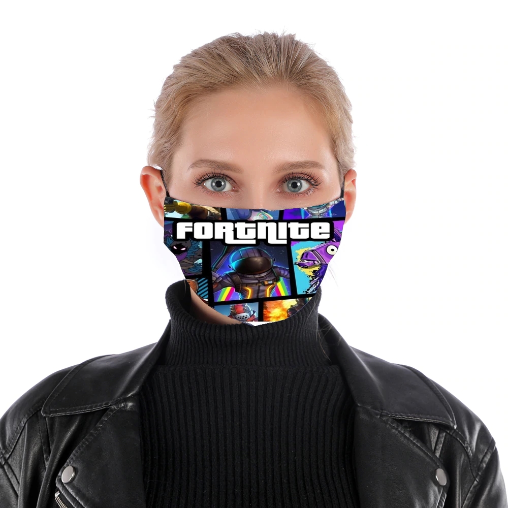 Masque alternatif en tissu barrière Fortnite - Battle Royale Art Feat GTA