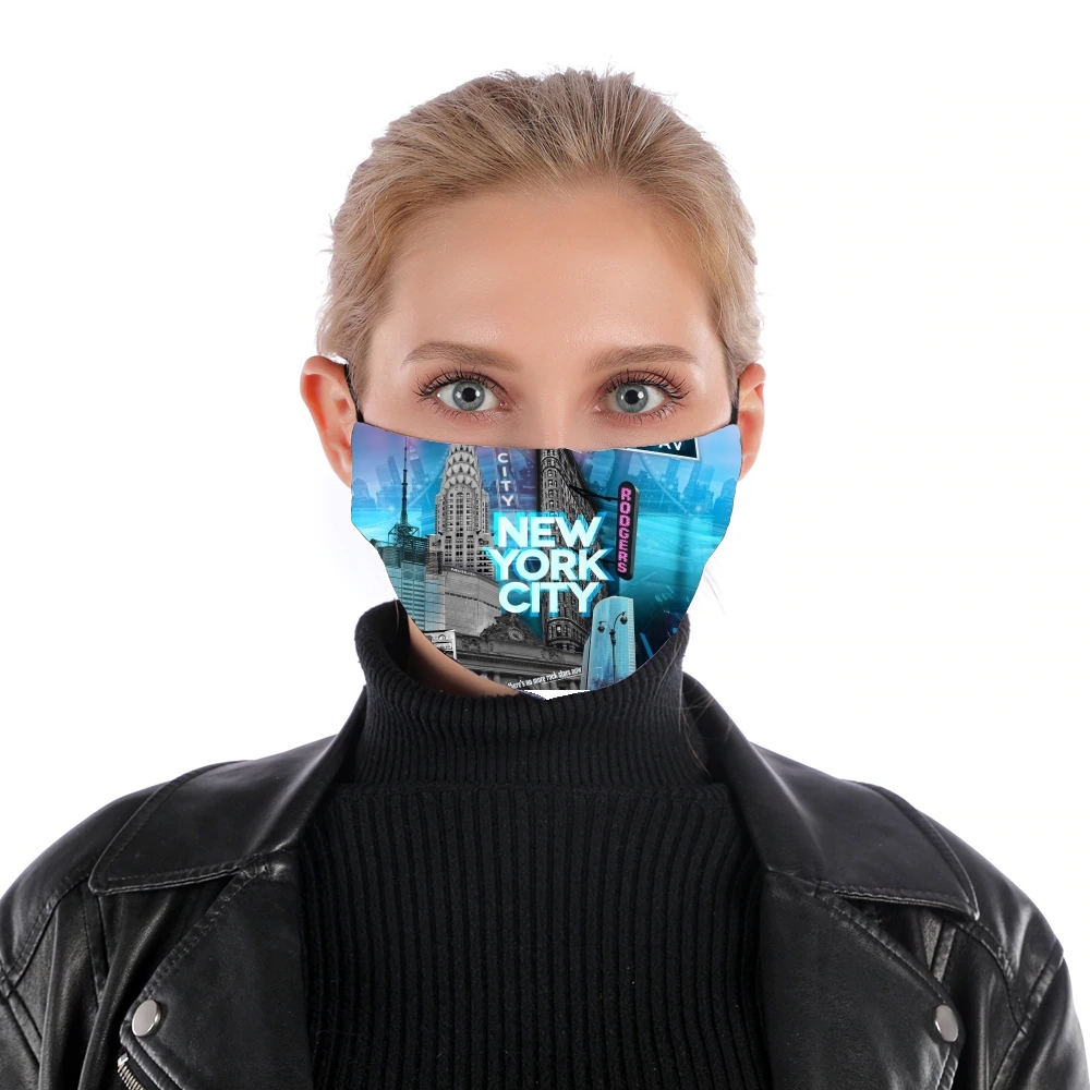 Masque alternatif en tissu barrière New York City II [blue]
