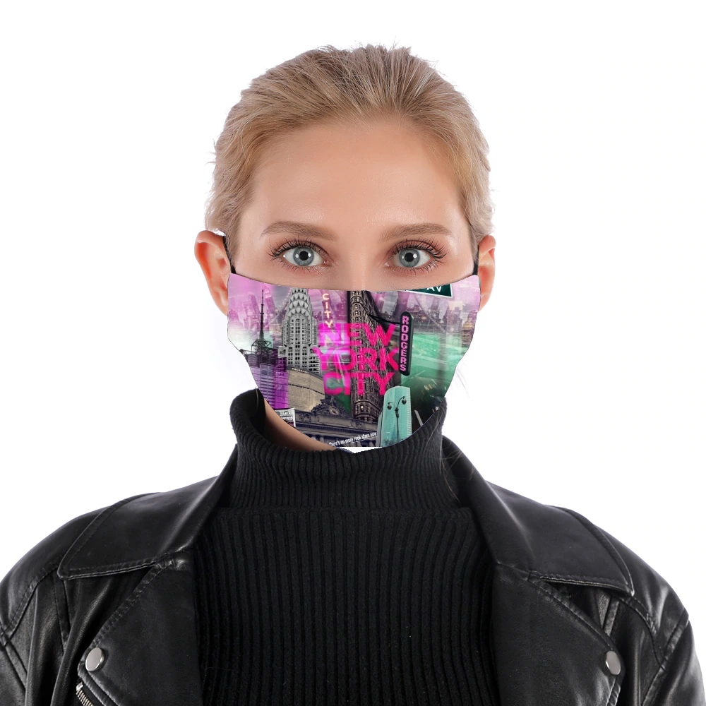 Masque alternatif en tissu barrière New York City II [pink]