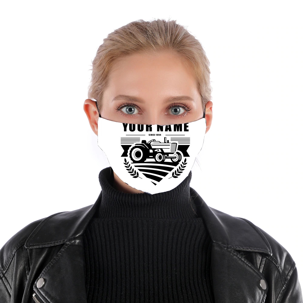 Masque Tracteur Logo personnalisable prénom date de naissance