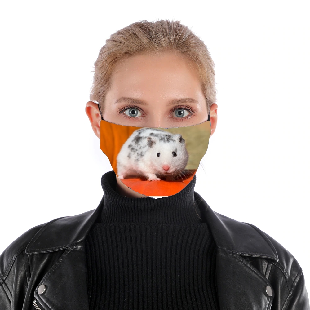 Masque Hamster dalmatien blanc tacheté de noir