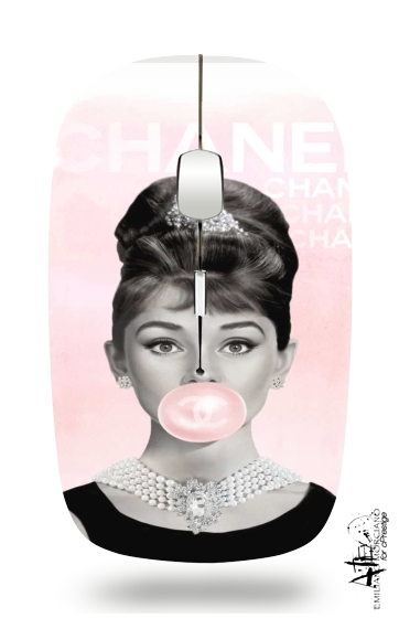 Souris optique sans fil avec recepteur usb Audrey Hepburn bubblegum