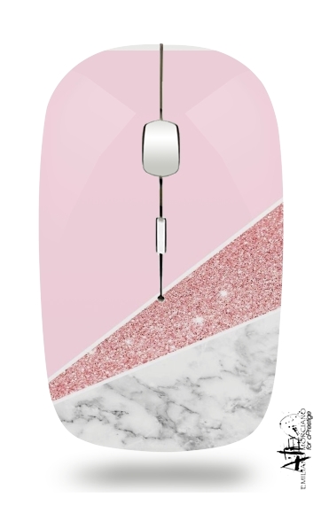 Souris optique sans fil avec recepteur usb Initiale Marble and Glitter Pink