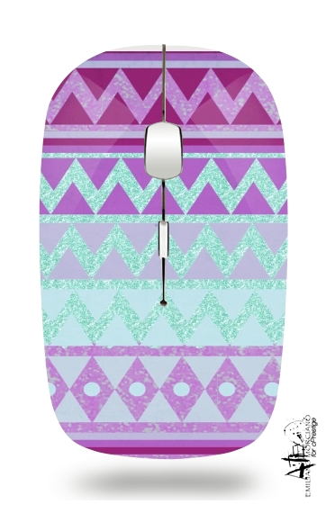 Souris Tribal Chevron in pink and mint glitter