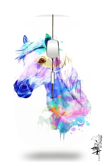 Souris optique sans fil avec recepteur usb watercolor horse