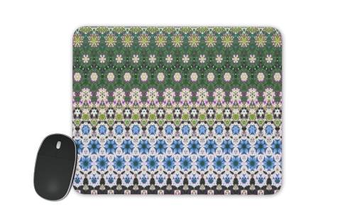 Tapis Abstract ethnic floral stripe pattern white blue green