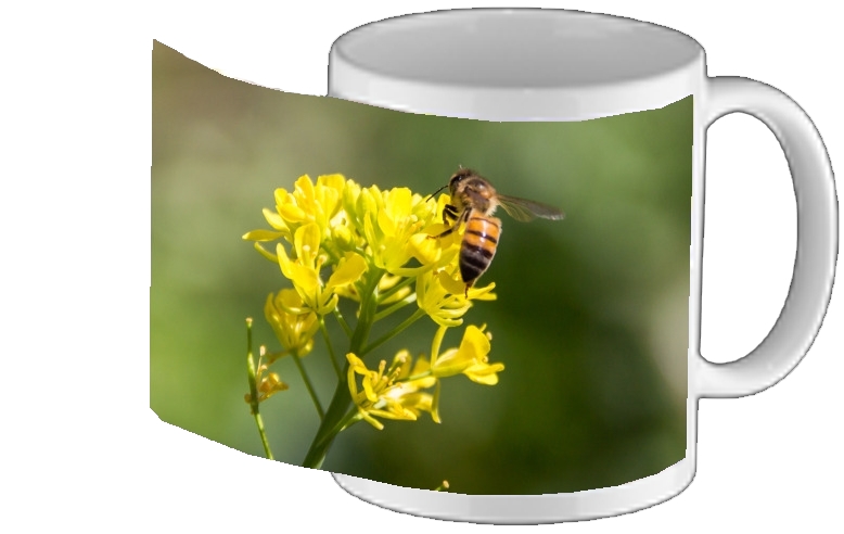 Mug A bee in the yellow mustard flowers