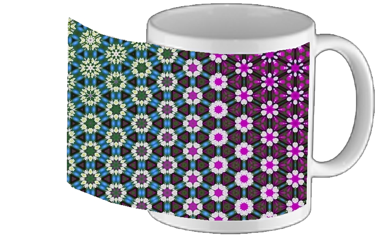 Mug Abstract bright floral geometric pattern teal pink white
