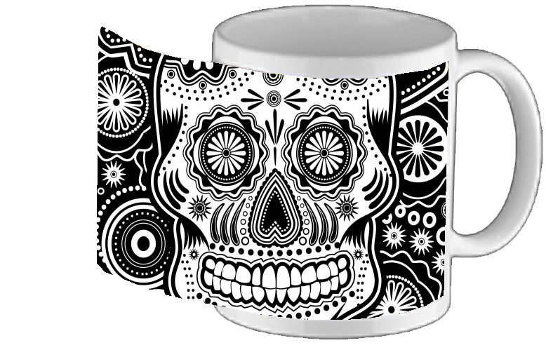 Mug black and white sugar skull