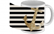 Mug gold glitter anchor in black - Tasse
