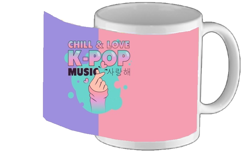 Mug Hand Drawn Finger Heart Chill Love Music Kpop