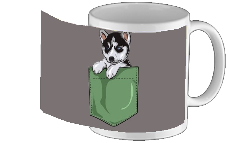 Mug Husky Dog in the pocket