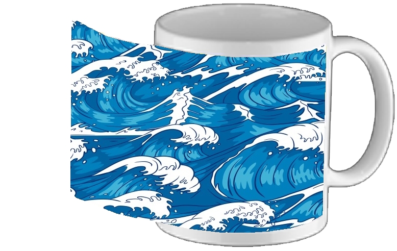 Mug Storm waves seamless pattern ocean