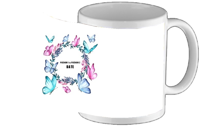Mug Watercolor Papillon Mariage invitation