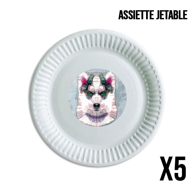 Assiette abstract husky puppy