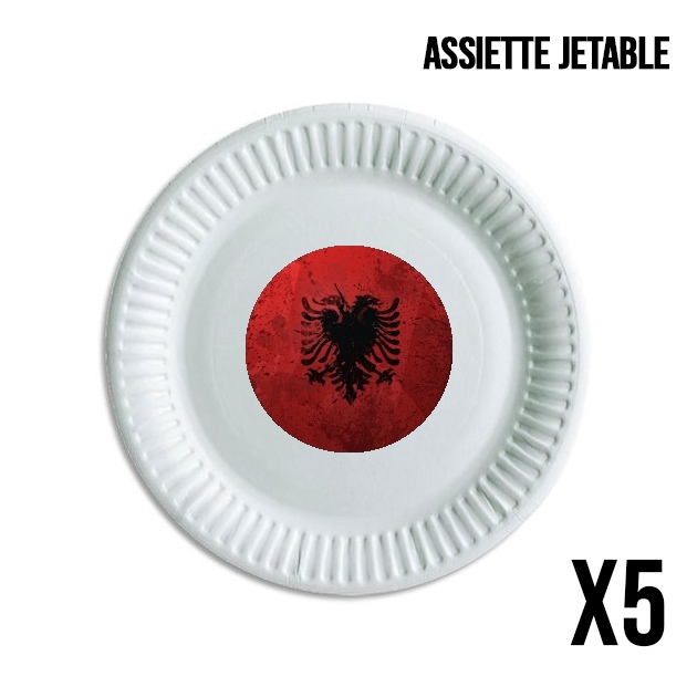Assiette jetable personnalisable - Pack de 5 Albanie Painting Flag