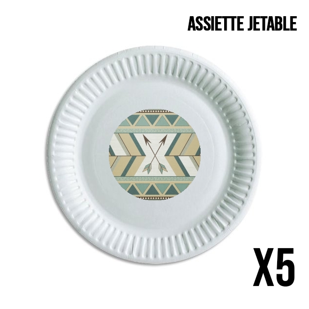 Assiette jetable personnalisable - Pack de 5 Aztec Pattern 