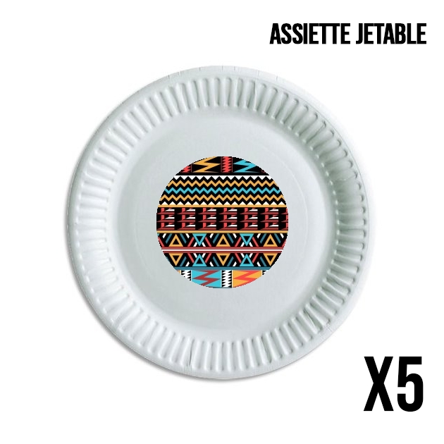Assiette jetable personnalisable - Pack de 5 aztec pattern red Tribal