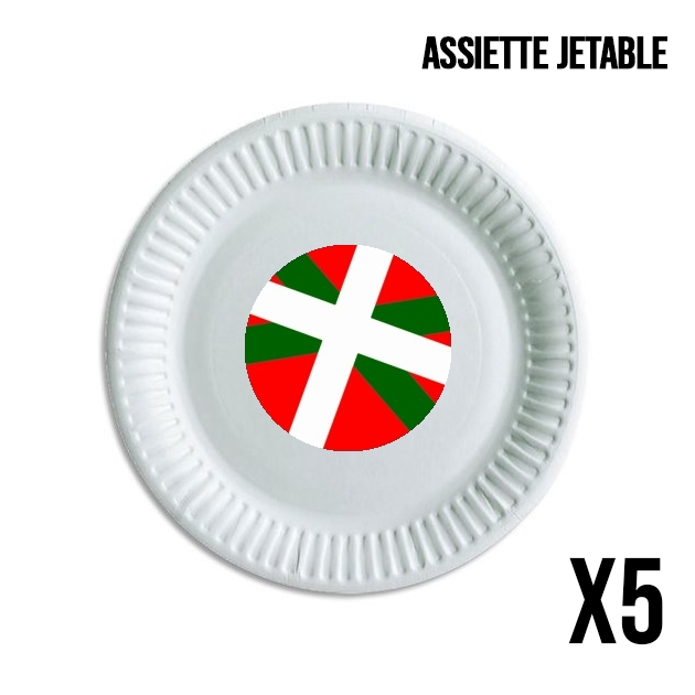 Assiette jetable personnalisable - Pack de 5 Basque