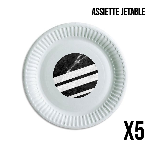 Assiette jetable personnalisable - Pack de 5 Black Striped Marble
